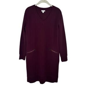 J.Jill Tunic Dress Long Sleeve Front Zip Pockets Women’s Size Small Burgundy